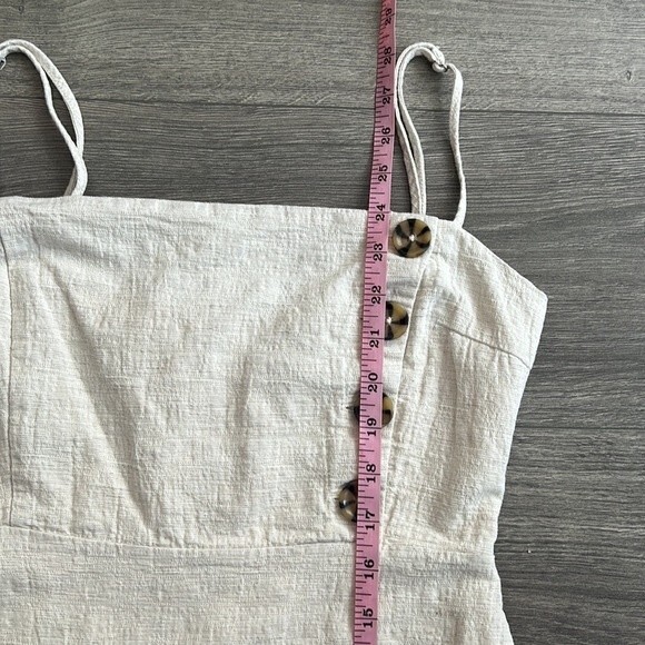 Urban Outfitters Riley Button Front Mini Dress Size 0 Linen & Cotton Beige Cream - Picture 11 of 12